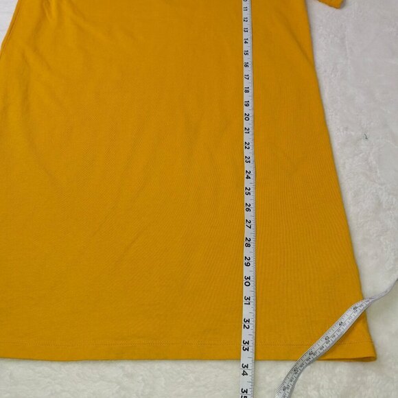 Madewell T-Shirt Dress Sz M Crew Neck Cotton Minimalist Neutral Basics Mustard - Picture 8 of 13